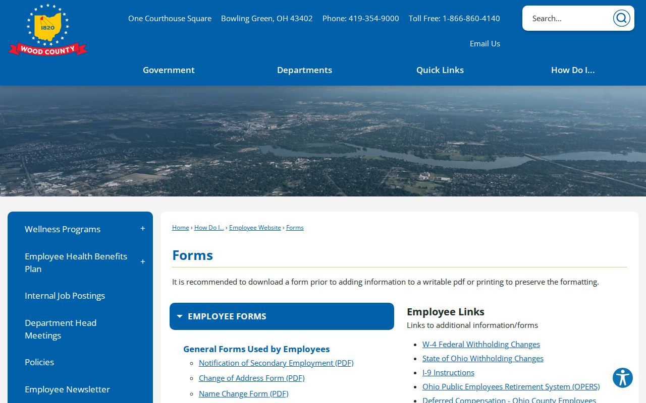 Wood County forms and release record retention page