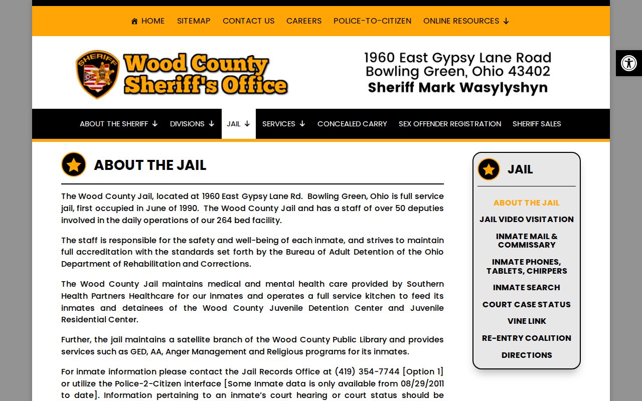 Wood County Jail release records and facility information