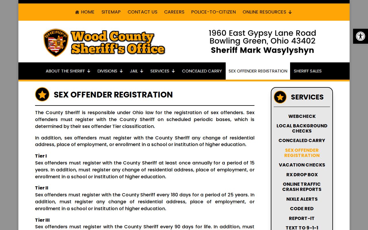 Wood County official registry scope for released inmate photo research
