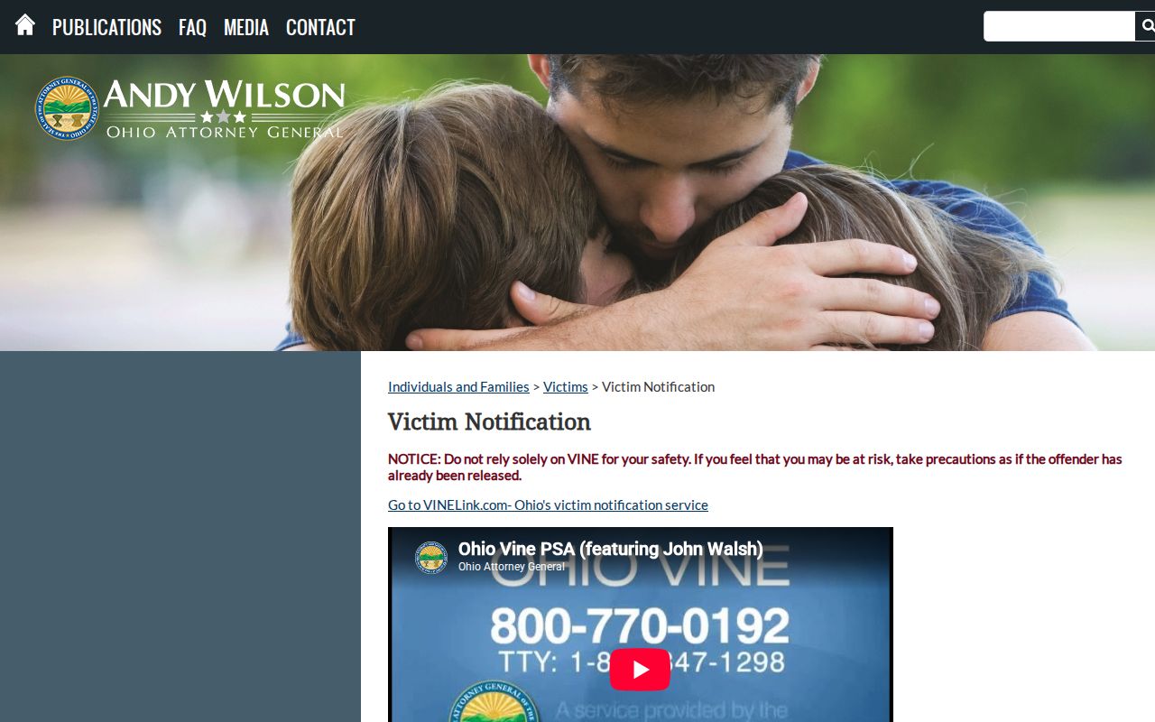 Ohio VINE Wood County release notification overview